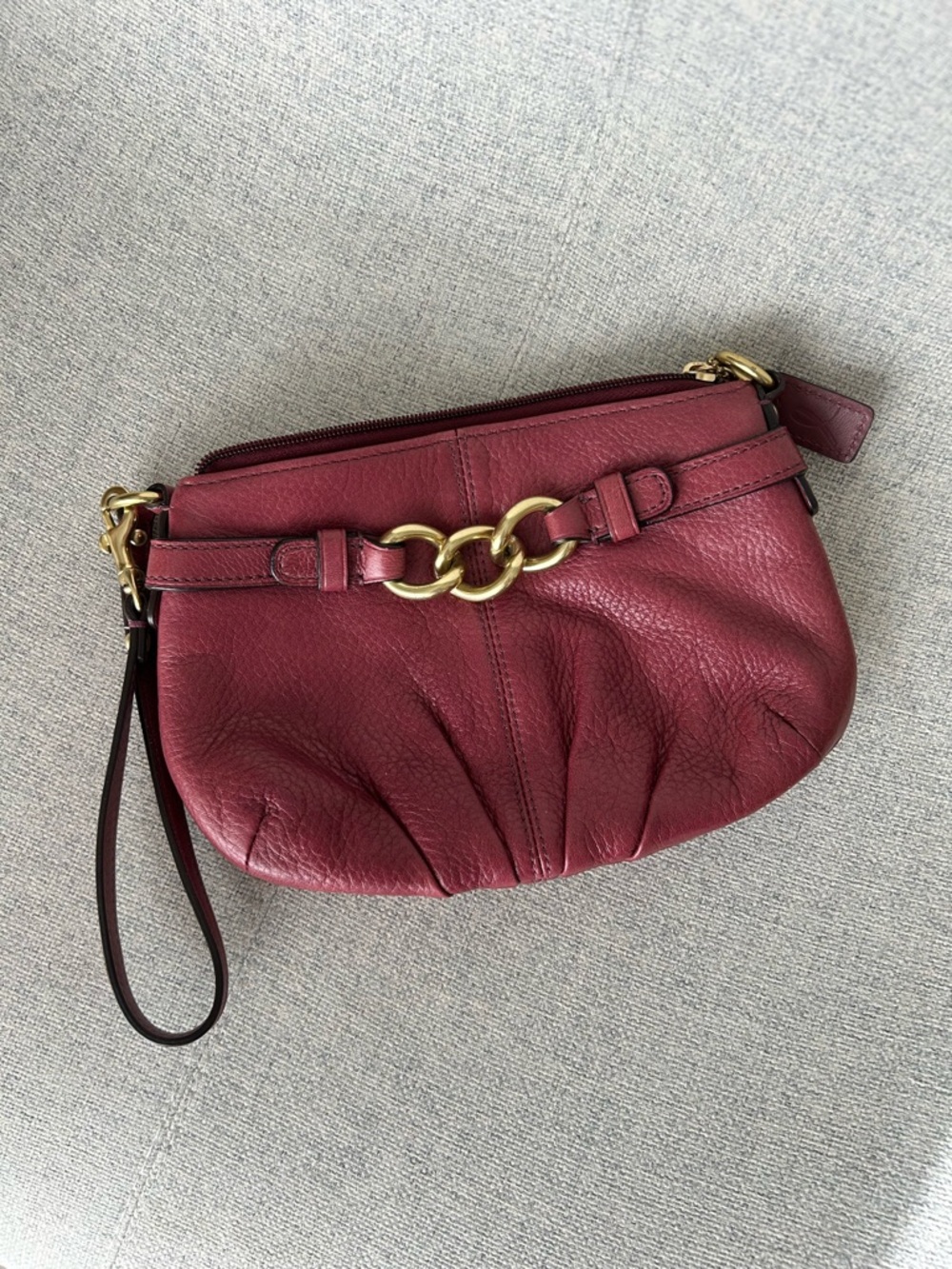 Coach Burgundy Leather Wristlet